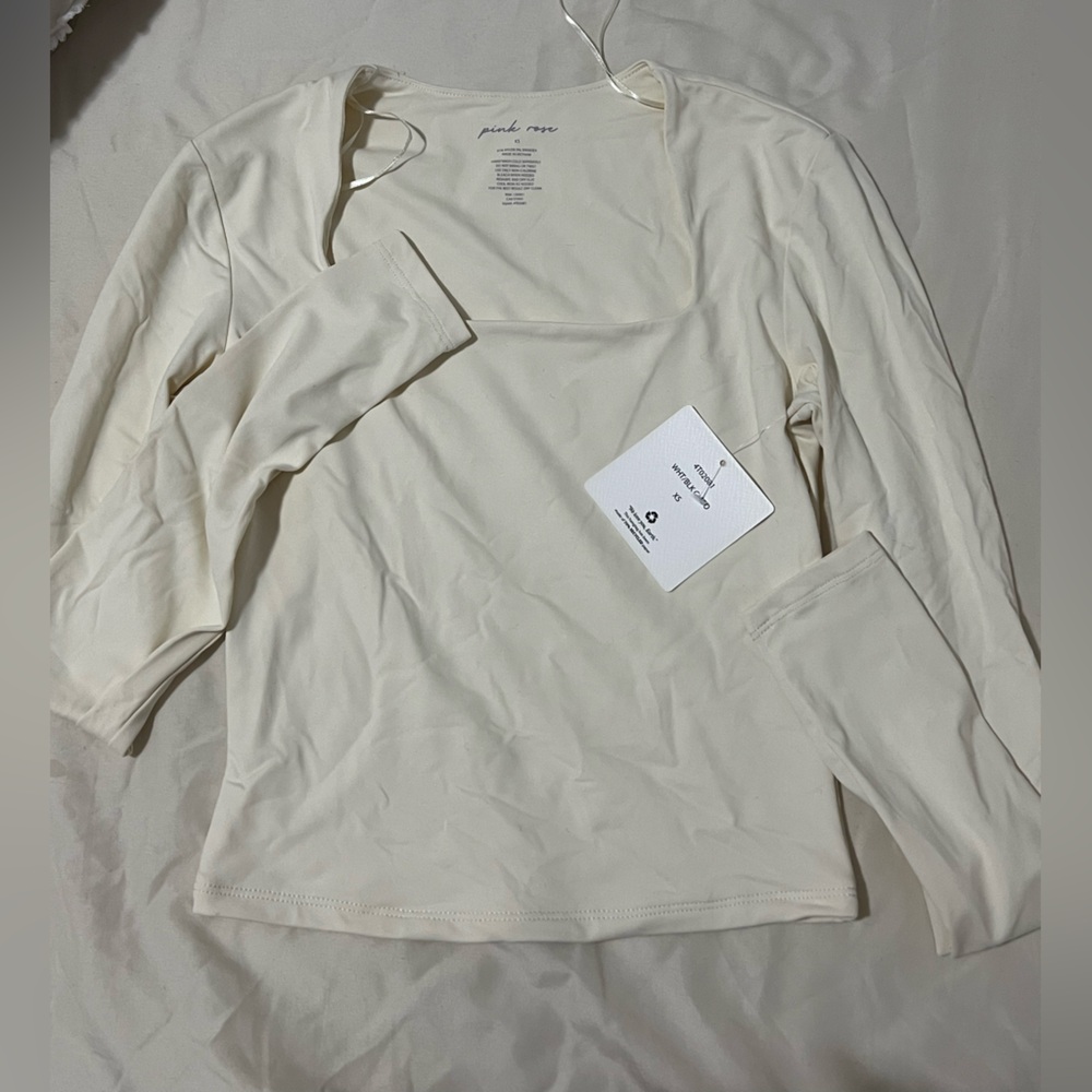 ivory square neck long sleeve  top